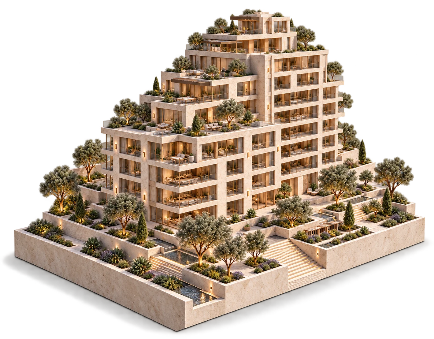 Architectural scale model of a terraced residential development